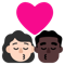 Kiss- Woman- Man- Light Skin Tone- Dark Skin Tone emoji on Microsoft
